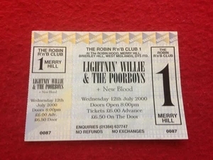 LIGHTNIN WILLIE ROBIN 1 DUDLEY 12/7/00 RARE CONCERT TICKET STUB FREE POSTAGE - Imagen 1 de 1