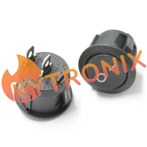 2Pcs 2 Pin On-Off (SPST) Round Rocker Switch AC 10A/125V,6A/250V Black NEW - Picture 1 of 1
