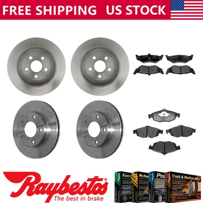 Rotores de freno delanteros traseros y pastillas de freno para Dodge Stratus 2001 2002 2003 2004 Foto 1 de 4