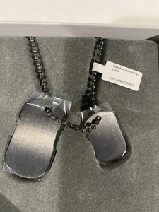 Stainless Steel Black Dual Dog Tag Pendant Necklace for Men & Boys, Persona. Ava - Picture 1 of 4