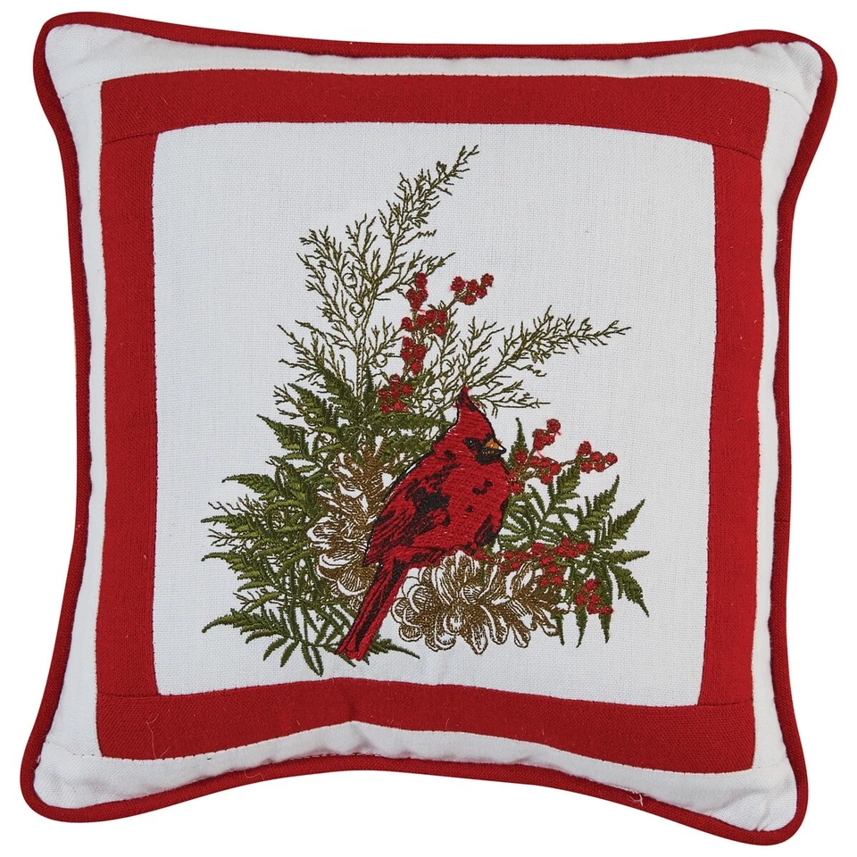 Travesseiro - Cardinal bordado 10" X 10" por Park Designs Christmas - Imagem 1 de 2