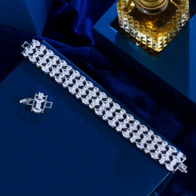 Silver Plated Green Marquise Zircon Crystal Women Fashion Wide Bracelet Jewelry Foto 1 de 4