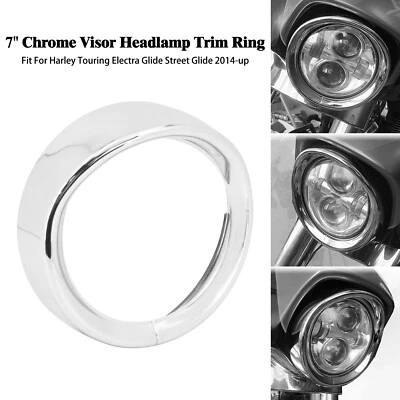 Visera de bisel de anillo de ajuste de lámpara de faro de 7" apta para Harley Touring FLHR 94-23 FLHX Foto 1 de 4