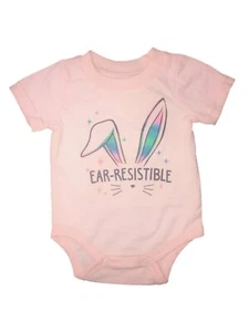Infant Girls Pink Easter Bunny Rabbit Bodysuit Ear Resistible Baby Outfit - Picture 1 of 1