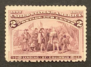 Travelstamps:1893 US Stamps Scott # 231 Landing of Columbus mint og hinged - Picture 1 of 6