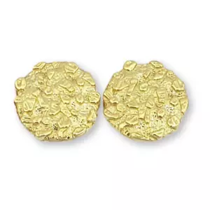 Solid 14K Yellow Gold Round Nugget Earrings, All Sizes (Small, Medium, Large) - Picture 1 of 11