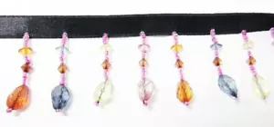 Flecos con cuentas multicolores con flecos de cristal en cinta satinada para coser lámpara de baile - Imagen 1 de 3