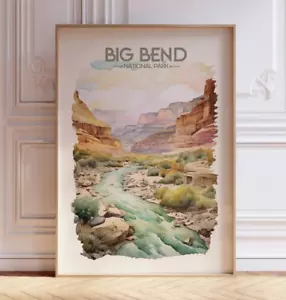 Poster da viaggio acquerello Big Bend National Park - stampa parco nazionale USA - Foto 1 di 10