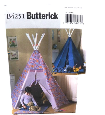 Butterick B4251 Sewing Pattern Tepee Tent Mat Pretend Play Roll Up Kids Indoor - Image 1 of 4