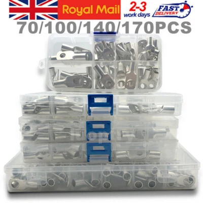 170/70PCS Copper Lug Ring Battery Terminals Wire Welding Cable Crimp Connectors