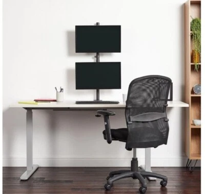 VonHaus 3000112 Vertical Double Monitor Mount - Black - Image 1 of 3