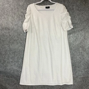 MSK Dress Womens Extra Large XL White Eyelet Classic Capsule Coastal Minimal - Picture 1 of 13