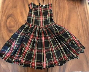 J Crew Crewcuts Girls Sz 6 Tartan Plaid Cotton Dress Black Red Sleeveless - Picture 1 of 7