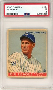 1933 Goudey Sam Rice #134 PSA 1.5 P1358