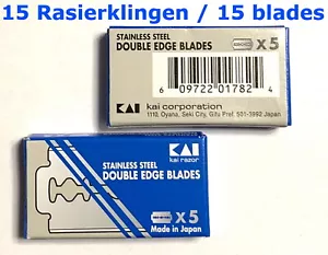 KAI made in Japan 15 Rasierklingen Double Edge f. Rasierhobel Edelstahl rostfrei - Bild 1 von 1