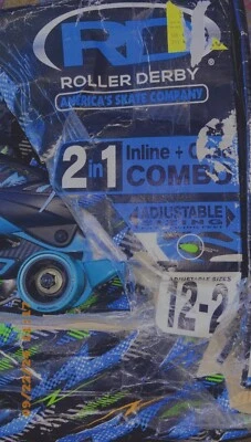 Roller Derby Boy's 2 in 1 Adjustable Quad and Inline Skate Combo Size 12-2 *NEW* - Image 1 of 3