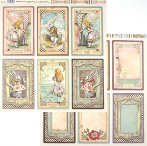 10 sheets, Stamperia double sided 12x12 Scrapbook paper - Alice in Wonderland - Afbeelding 1 van 1