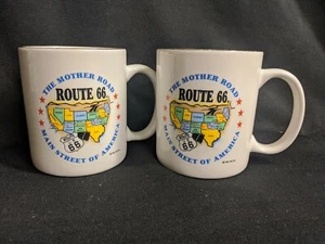 Paar Route 66 "The Mother Road" Main Street Of America Kaffeetassen Tassen SCHÖN! - Bild 1 von 3
