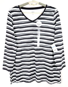 NWT KIM ROGERS Women's 100% Cotton Long Sleeve Blouse Striped Multicolor Size XL - Picture 1 of 16