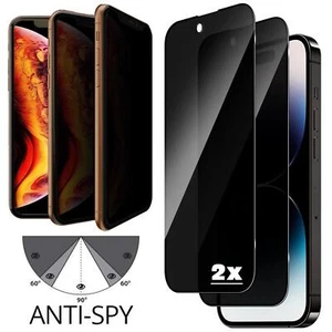 2x Display Sicht Schutz Glas Folie für Apple iPhone Modelle Blickschutz Anti Spy - Bild 1 von 6