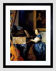 85704 Vermeer Dame On Spinet Old Master Black Wall Print Poster Au