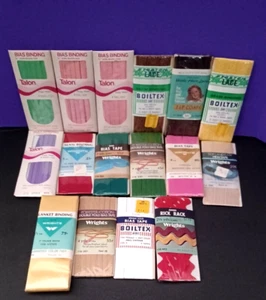 VINTAGE 16 SEWING ITEMS 1960S 1970s All New Sealed Binding Tape Bias Tape & more - Picture 1 of 20