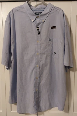 Men's Chaps Oxford Blue Short Sleeve Button Down Collared Shirt Big & Tall 4XB - Image 1 of 4