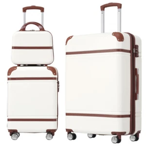 3 Pieces 20"+28" Luggages and Cosmetic Case Spinner Suitcase with TSA Lock - Picture 1 of 13