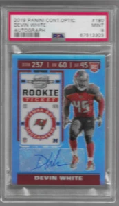 DEVIN WHITE 2019 PANINI CONTENDERS OPTIC SILVER AUTO RC PSA 9 POP 12 BUCCANEERS - Picture 1 of 1