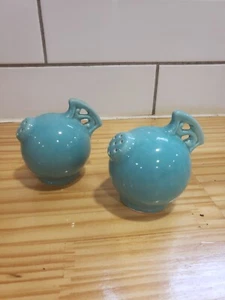 1930's Red Wing Gypsy Trail Potteries Salt and Pepper Shaker Set in Turquoise  - Picture 1 of 4