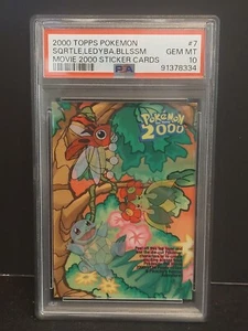 Squirtle Ledyba Bellossom POP 2 Of 10 PSA Topps Pokemon Movie 2000 Sticker Card - Picture 1 of 5