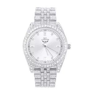 Rapper Bling Men's Fashion Silver Plated Iced CZ Metal Band Watches WM 1586 S - Picture 1 of 2