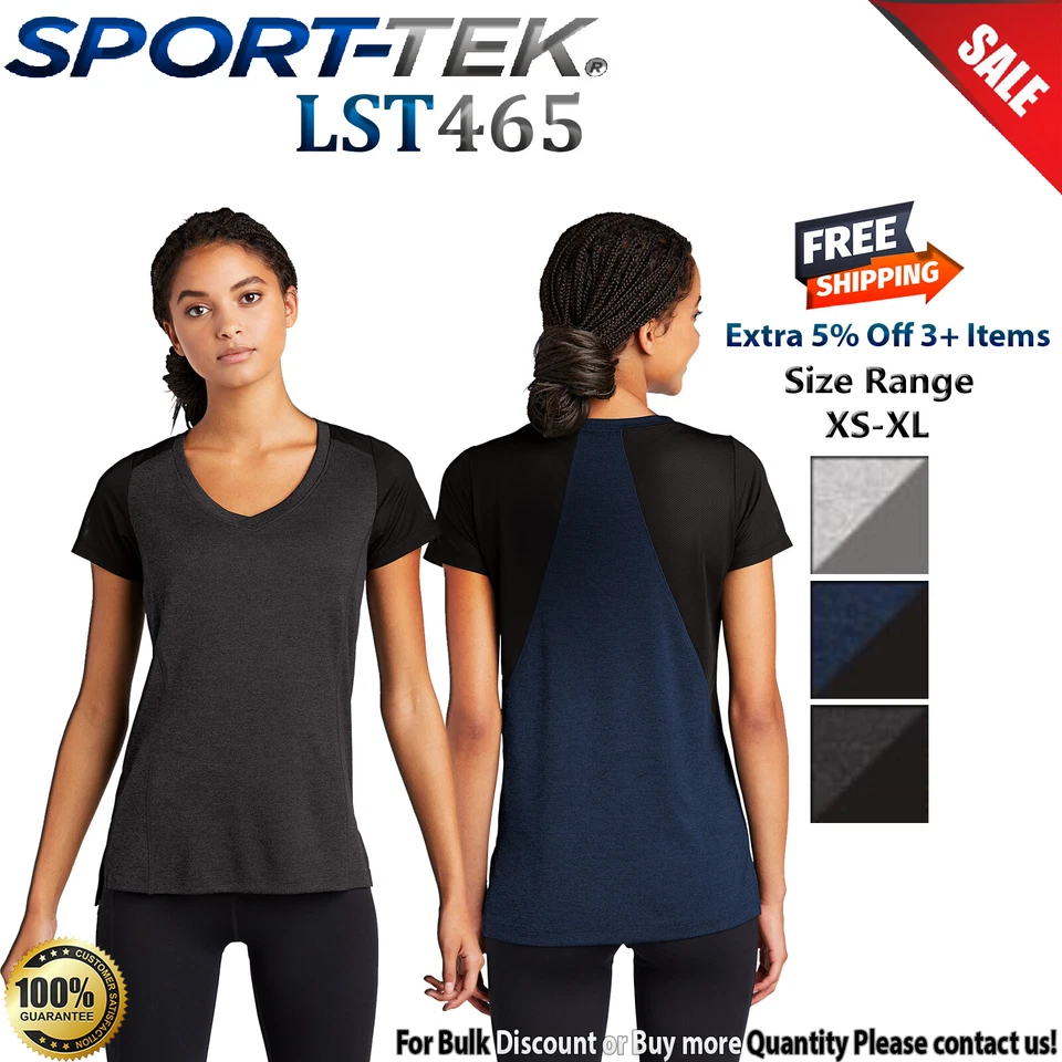 Camiseta Sport-Tek para mujer manga corta que absorbe la humedad Endeavor cuello en V LST465 Foto 1 de 1