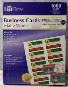 Royal Brites Business Cards Matte White 1000 Cards 8.5x11” Each Card 2x3.5” - Picture 1 of 17