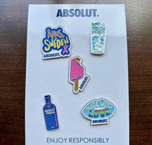 Absolut Vodka Enamel Lapel Hat Pin Set of 5 *BRAND NEW* Sweden - Picture 1 of 5