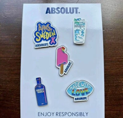 Absolut Vodka Enamel Lapel Hat Pin Set of 5 *BRAND NEW* Sweden - Image 1 of 4