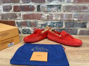Tods Herren Schuhe Rot Wildleder Fahrer Mokassins Halbschuhe UK 6,5 US 7,5 EU 40,5 Originalverpackt - Bild 1 von 15
