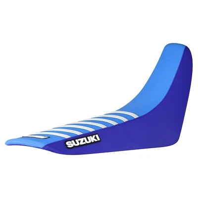 Cubierta de asiento con pinza para Suzuki DR 650 2001-2024 AZUL/AZUL CLARO/BLANCO #244 LOGOTIPO Foto 1 de 4