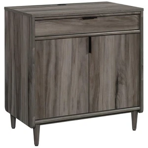 Pemberly Row Engineered Wood Library Base Storage Cabinet Jet Acacia/Dark Wood - Picture 1 of 14