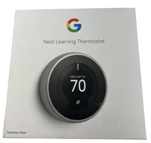 Google Nest Learning Thermostat Stainless Steel T3007ES (OB) - Picture 1 of 9