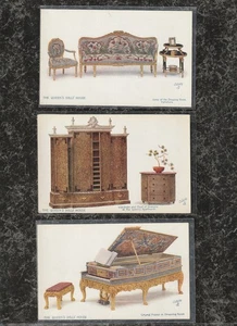 1910 Lot 3 Raphael Tuck Oilette Postcards Queen Victoria Doll House Furniture KV - Imagen 1 de 5