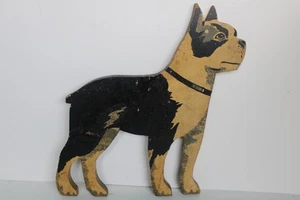 RARE Antique Falcon Wooden Novelties Boston Terrier Dog Painted Folk Art (13.5") - Picture 1 of 24