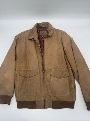 Chaqueta De Colección Hunt Club Para Hombre Grande Marrón Cuero Genuino Vuelo Bombardero Años 80 90 Foto 1 de 4