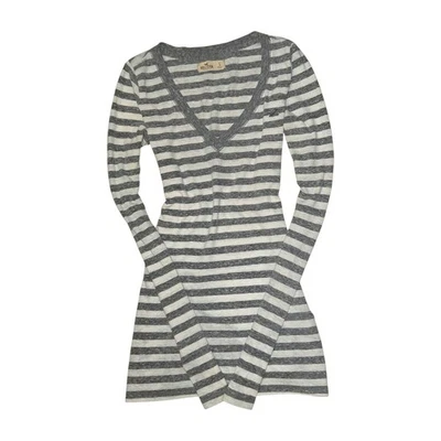 VINTAGE Hollister Long Sleeve Fitted Gray White Stripe Henley S - Image 1 of 4