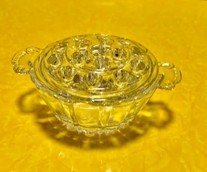 Anchor Hocking-Clear Glass-16-Hole Flower Frog w/Bowl-Excellent - Picture 1 of 4