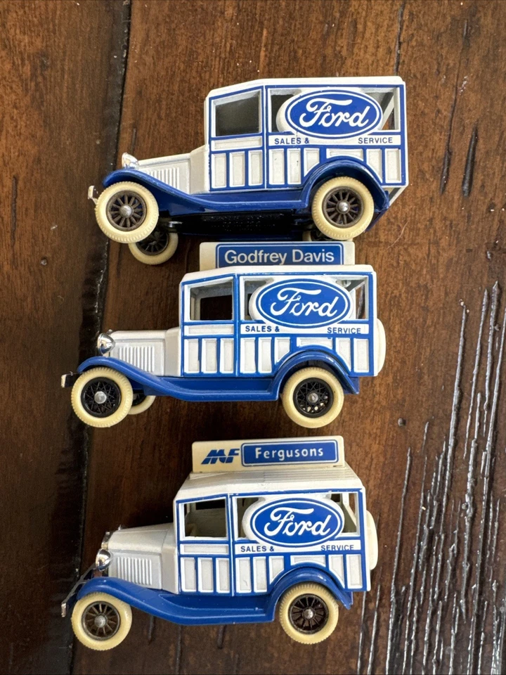LLEDO DAYS GONE WHITE 1930 FORD SALES PANEL WAGON DELIVERY TRUCKS (3) SET LOOSE - Image 1 of 1