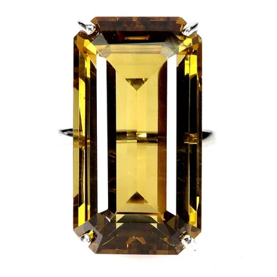 Anillo de plata de ley 925 octágono citrino 32ct hecho a mano joyas de piedras preciosas talla 8 Foto 1 de 4