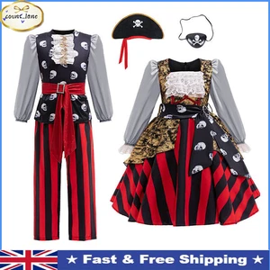 2025-UK Kids Pirate Captain Cosplay Costume Girls Dress Halloween Party Dress Up - Picture 1 of 27