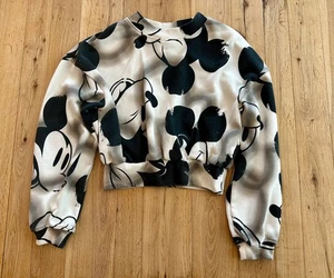 H&M Girls Mickey Mouse Sweatshirt, White and Black, Size US 8/10 - Picture 1 of 4