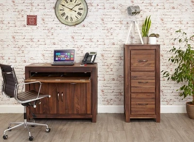 Baumhaus Mayan Walnut Hidden Home Office Computer Desk (CWC06A) SRP £795 - Image 1 of 4
